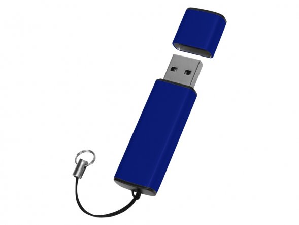 Флеш-карта USB 2.0 16 Gb металлическая с колпачком Borgir, темно-синий 