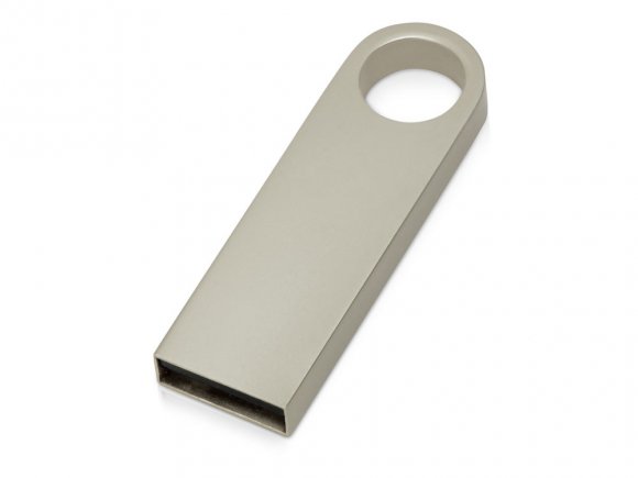 USB 2.0-флешка на 16 Гб с мини чипом и круглым отверстием, серебристый 