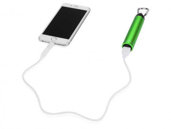 Портативное зарядное устройство Марс с карабином, 2600 mAh, зеленый 