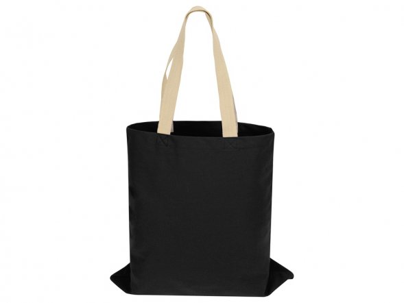 Сумка для шопинга Steady из хлопка с парусиновыми ручками, 260 г/м2, черный 