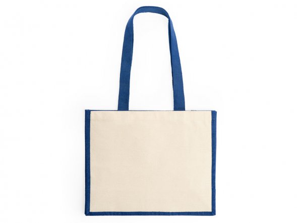 Сумка NANTES из ламинированного джута, бежевый/королевский синий 