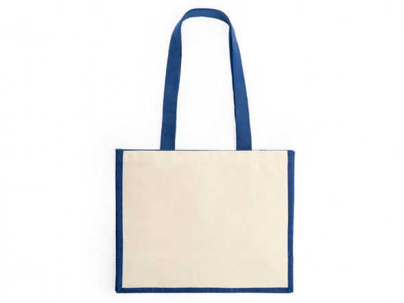 Сумка NANTES из ламинированного джута, бежевый/королевский синий 