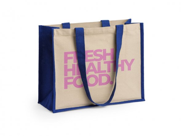 Сумка NANTES из ламинированного джута, бежевый/королевский синий 