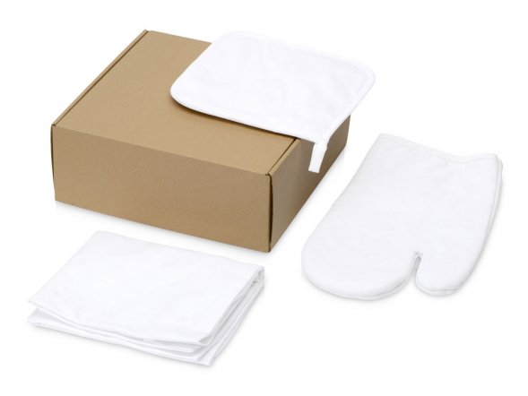 Подарочный набор с фартуком, прихваткой, белый 