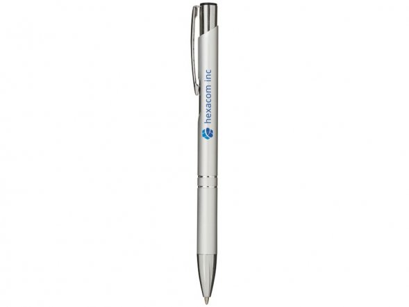 Алюминиевая шариковая кнопочная ручка Moneta, синие чернила, серебристый 