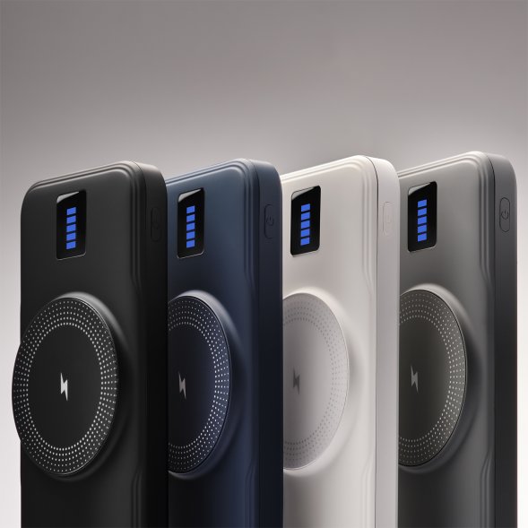 Внешний аккумулятор с подсветкой и беспроводной зарядкой Ultra Wireless Magnetic 10000 mAh, синий 