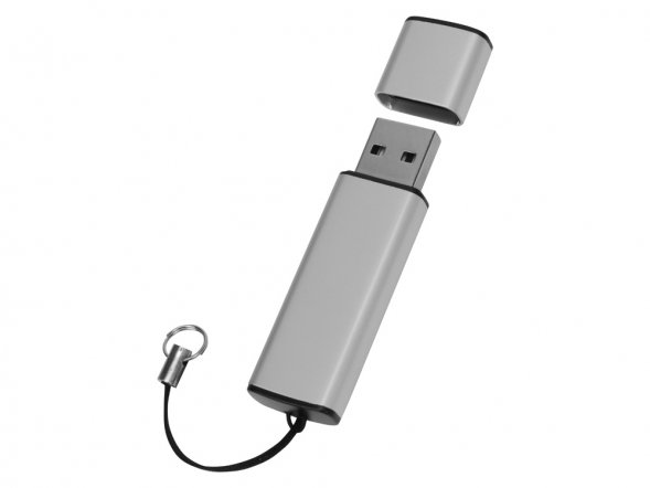 Флеш-карта USB 2.0 16 Gb металлическая с колпачком Borgir, стальной 
