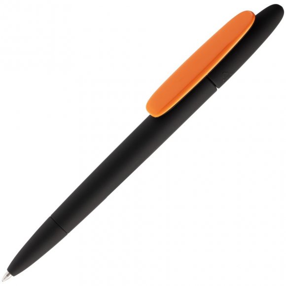 Ручка шариковая Prodir DS5 TRR-P Soft Touch, черная с оранжевым 