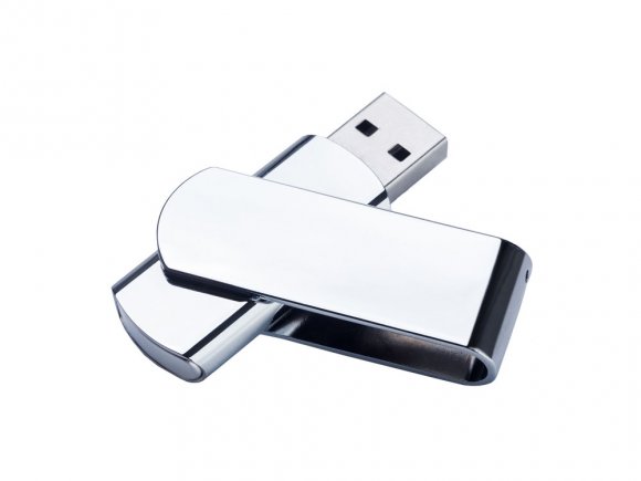 USB-флешка металлическая поворотная на 2 ГБ, глянец 