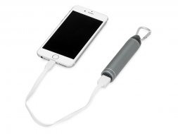 Портативное зарядное устройство Марс с карабином, 2600 mAh, серый