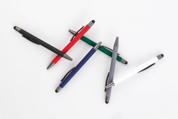 Ручка шариковая Atento Soft Touch Stylus со стилусом, черная 