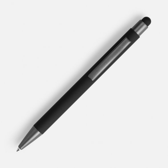 Ручка шариковая Atento Soft Touch Stylus со стилусом, черная 