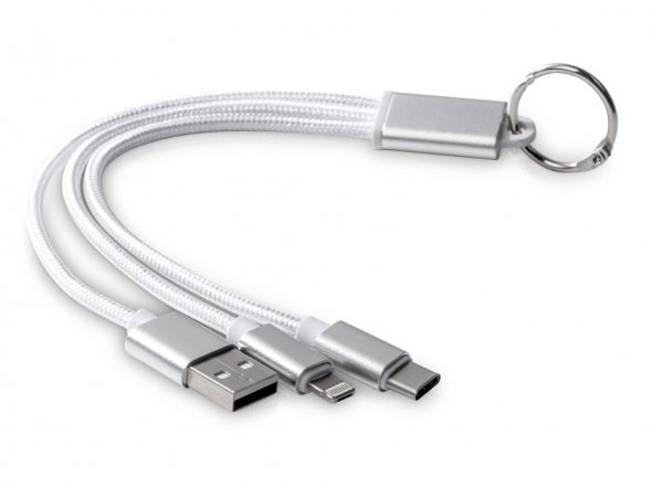 Кабель для зарядки Tres с брелоком, серый 