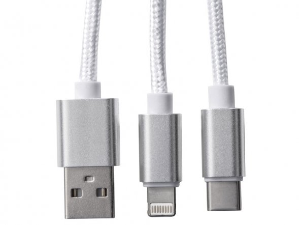 Кабель для зарядки Tres с брелоком, серый 
