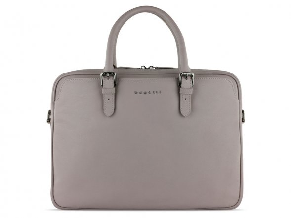 Портфель женский BUGATTI Bella, бежевый, воловья кожа/полиэстер, 38х6,5х27 см 