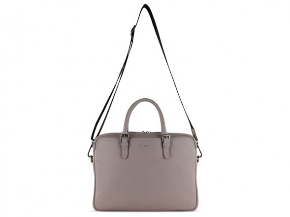 Портфель женский BUGATTI Bella, бежевый, воловья кожа/полиэстер, 38х6,5х27 см 