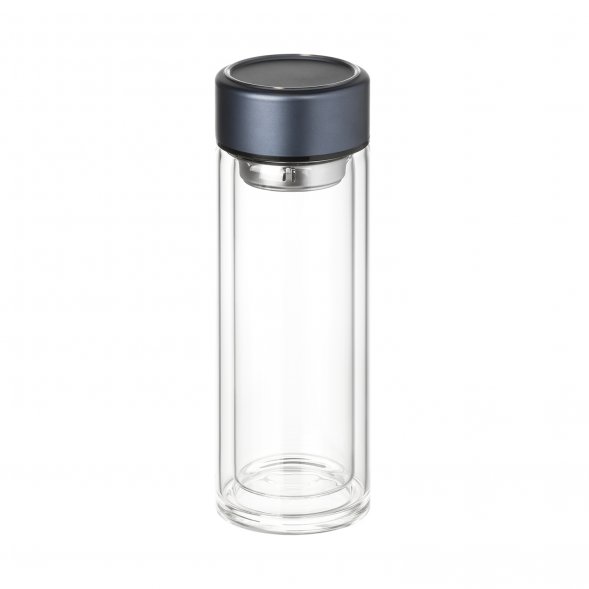 Бутылка стеклянная с двойными стенками Aravia, синяя 