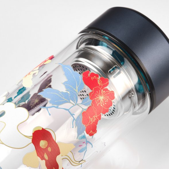 Бутылка стеклянная с двойными стенками Aravia, синяя 