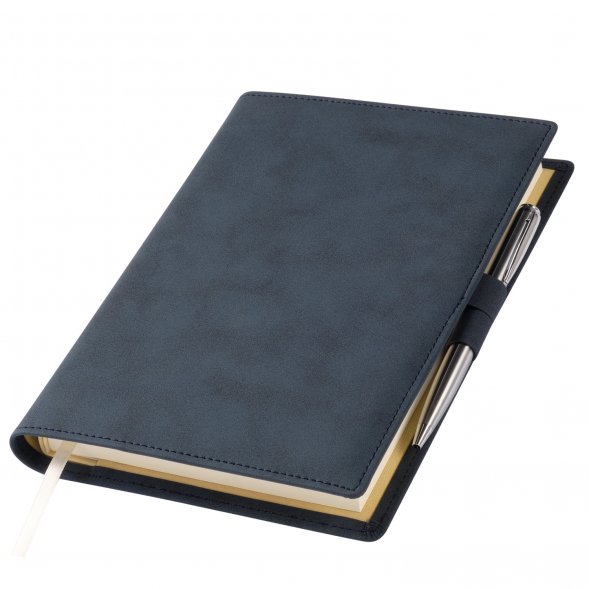 Ежедневник-портфолио Clip NEO недатированный в подарочной коробке, синий (в комплекте ручка Sonata BP серебро) 