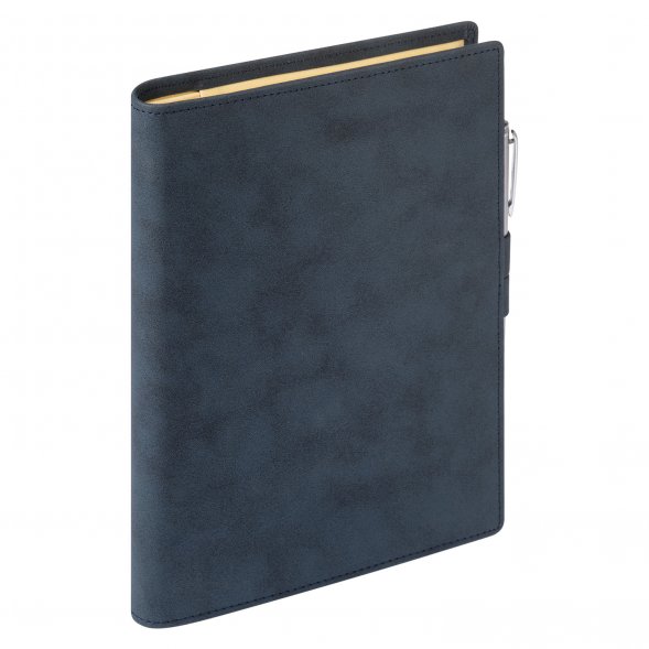 Ежедневник-портфолио Clip NEO недатированный в подарочной коробке, синий (в комплекте ручка Sonata BP серебро) 