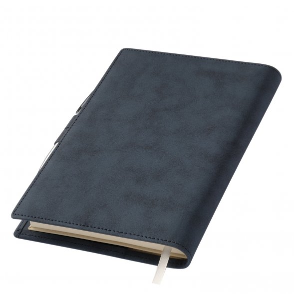 Ежедневник-портфолио Clip NEO недатированный в подарочной коробке, синий (в комплекте ручка Sonata BP серебро) 