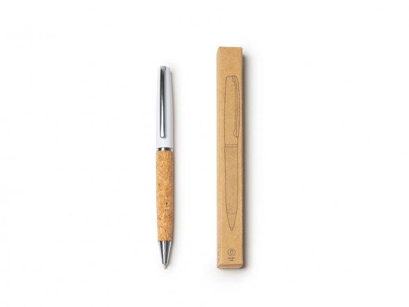 Ручка шариковая ALTON из натуральной пробки и металла, натуральный/серебристый 