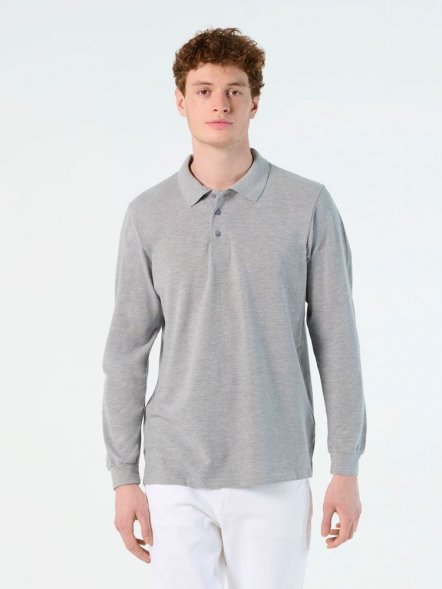Рубашка поло мужская с длинным рукавом Star 170, серый меланж 
