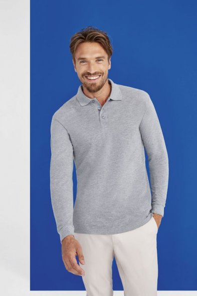 Рубашка поло мужская с длинным рукавом Star 170, серый меланж 