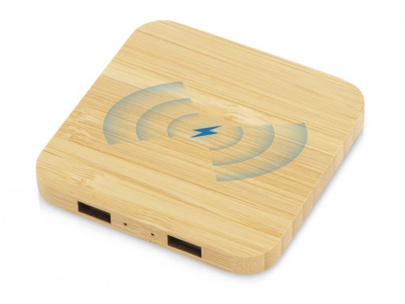 USB-хаб с беспроводной зарядкой из бамбука Plato 