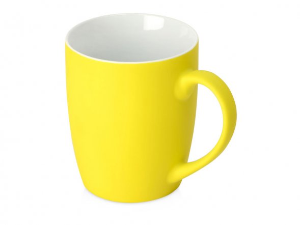 Кружка керамическая с покрытием софт тач желтая 