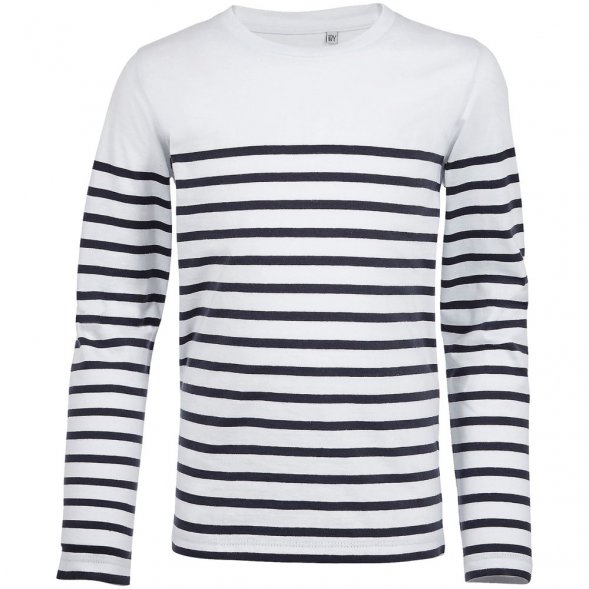 Футболка детская с длинным рукавом Matelot LSL Kids, белая с синим 