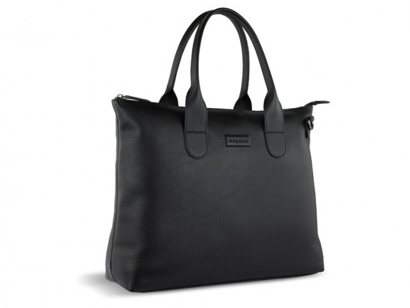Сумка-шоппер BUGATTI Elsa, чёрная, воловья кожа/полиэстер, 46х11х31,5 см 