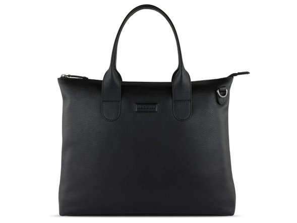 Сумка-шоппер BUGATTI Elsa, чёрная, воловья кожа/полиэстер, 46х11х31,5 см 