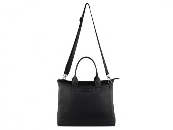 Сумка-шоппер BUGATTI Elsa, чёрная, воловья кожа/полиэстер, 46х11х31,5 см 