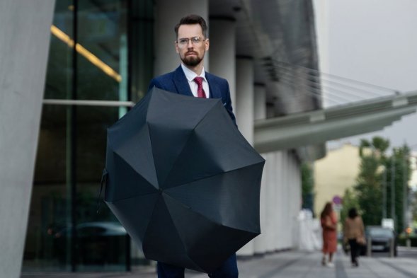 Складной зонт doubleDub, темно-синий 