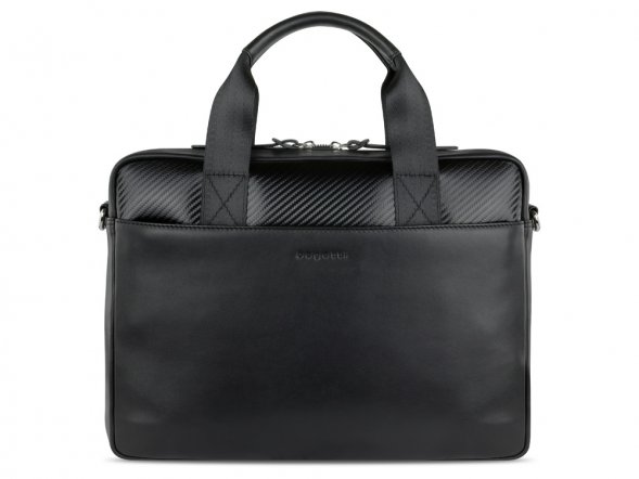 Портфель мужской BUGATTI Comet, чёрный, воловья кожа/полиэстер, 37х6х27 см 