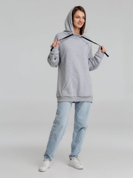 Худи оверсайз «Чистая соль», серый меланж 
