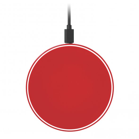 Беспроводное зарядное устройство с подсветкой 15W Auris, красное 