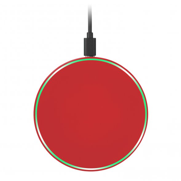 Беспроводное зарядное устройство с подсветкой 15W Auris, красное 