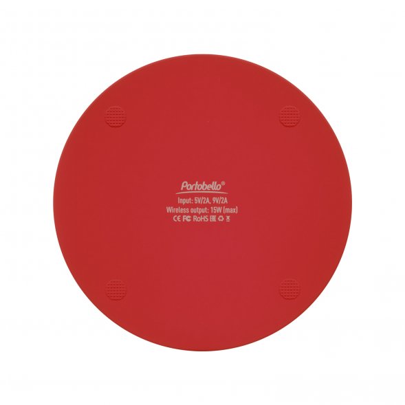 Беспроводное зарядное устройство с подсветкой 15W Auris, красное 