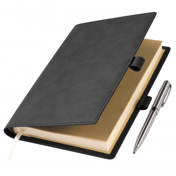 Ежедневник-портфолио Clip NEO недатированный в подарочной коробке, черный (в комплекте ручка Tesoro серебро) 