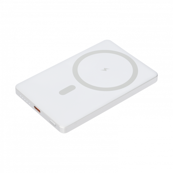Внешний аккумулятор Atlantis PD 5000mAh с функцией беспроводной зарядки 15W, серебряный 