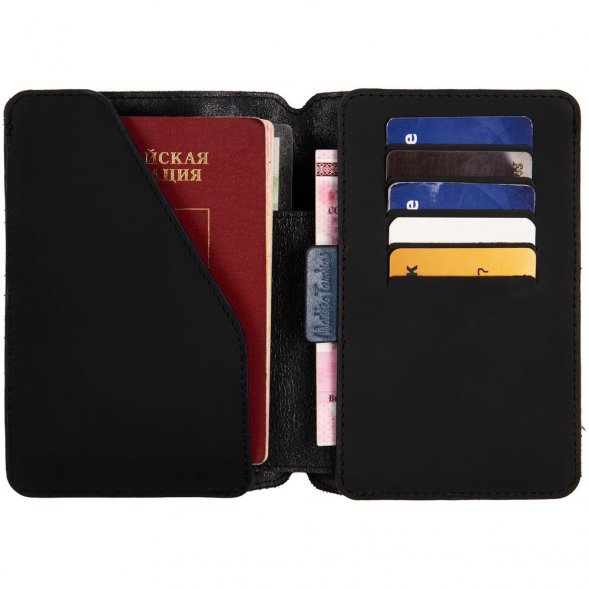 Автобумажник Arrival, черный с синим 