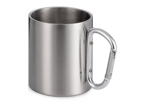 Стальная кружка Elbrus с двойными стенками и ручкой-карабином, 300 мл (глянц), серебристый (P) 