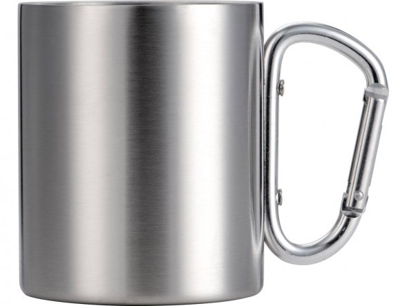 Стальная кружка Elbrus с двойными стенками и ручкой-карабином, 300 мл (глянц), серебристый (P) 
