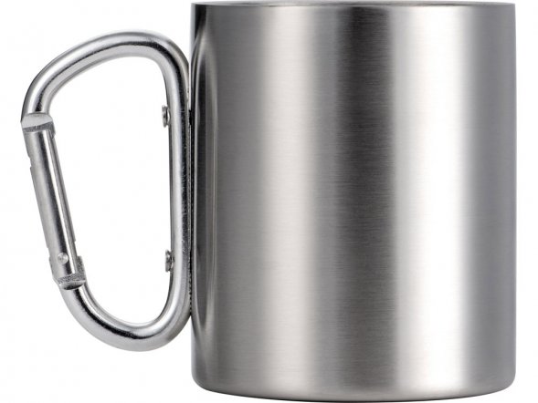 Стальная кружка Elbrus с двойными стенками и ручкой-карабином, 300 мл (глянц), серебристый (P) 