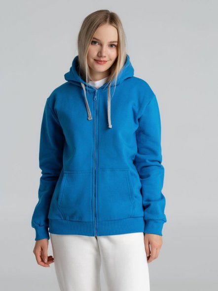 Толстовка с капюшоном на молнии Unit Siverga Heavy, бирюзовая 