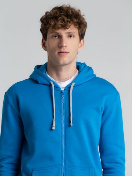 Толстовка с капюшоном на молнии Unit Siverga Heavy, бирюзовая 