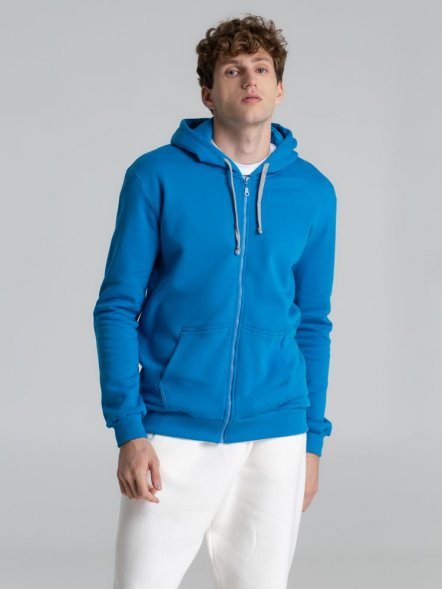 Толстовка с капюшоном на молнии Unit Siverga Heavy, бирюзовая 