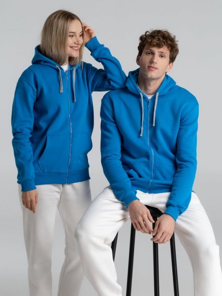 Толстовка с капюшоном на молнии Unit Siverga Heavy, бирюзовая 